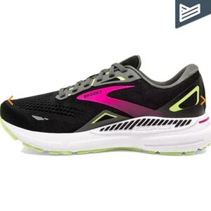 Brooks Adrenaline GTS 23 Womens Running Shoes Size 9 Black Pink Comfort Athletic